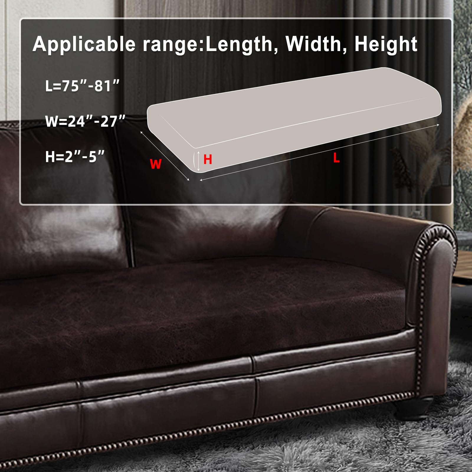 ANARACHON Leather Look Couch Cushion Covers Sofa Seat Slipcovers Sets Couches Furniture Protector for Sectional Armchair Loveseat Pets Kids Stretch Spandex Fabric (1 Cushion XL Sofa, Chocolate)