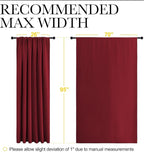 NICETOWN Christmas Living Room Curtains for Window - Energy Efficient & Noise Reducing Thermal Insulated Rod Pocket Blackout Drapes/Draperies for Living Room (Burgundy Red, 2 Panels, W70 x L95)