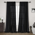 Nanspring Extra Long Black Curtain 102 inches Long 2 Panels Set for Living Room Back Tab Modern Farmhouse Muslin Look Decor Cotton Textured Sheer Linen Curtains 102 inch Length for Large Window