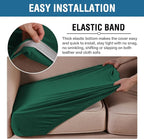 H.VERSAILTEX Velvet Stretch Couch Cushion Cover Plush Cushion Slipcover Cushion Furniture Protector for Seat Cushion Sofa Cover (2 Piece Medium Sofa Cushion Covers, Vintage Green)