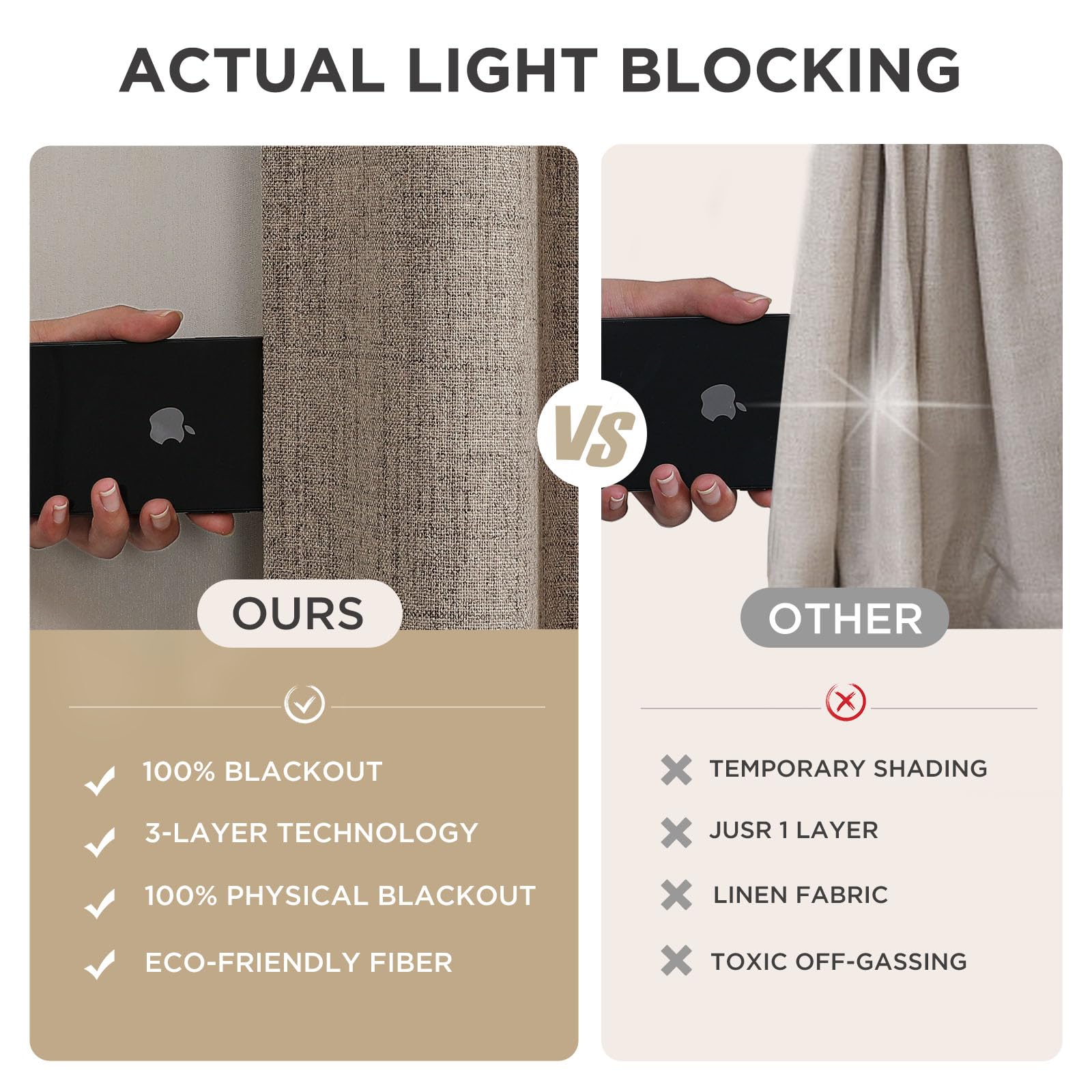 Joydeco Linen Blackout Curtains for Bedroom - 100% Light Blocking 1 Panels, Linen Drapes 100" W x 108" L, Thermal Insulated Room Darkening Curtains for Living Room, Rod Pocket & Back Tabs