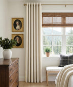 Linen Textured Total Blackout Curtains 63 Inches Long, Butter Cream