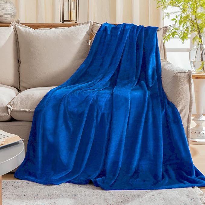 Royal blue Fleece Plush Throw Blanket 108"x90"for Couch Fuzzy Cozy Flannel
