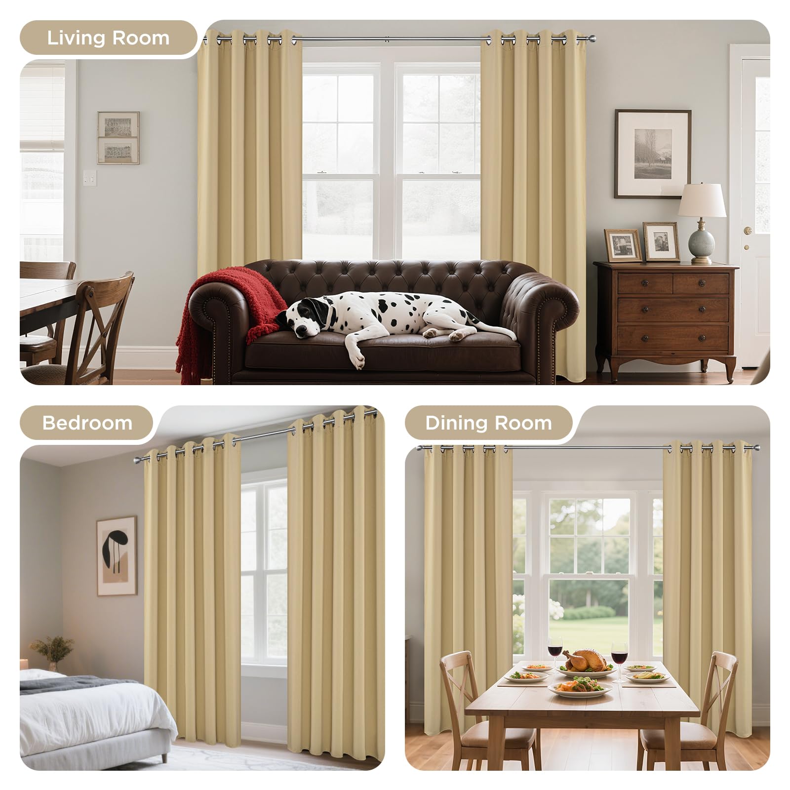 Joydeco Long Blackout Curtains for Bedroom & Living Room 120 Inch 2 Panels