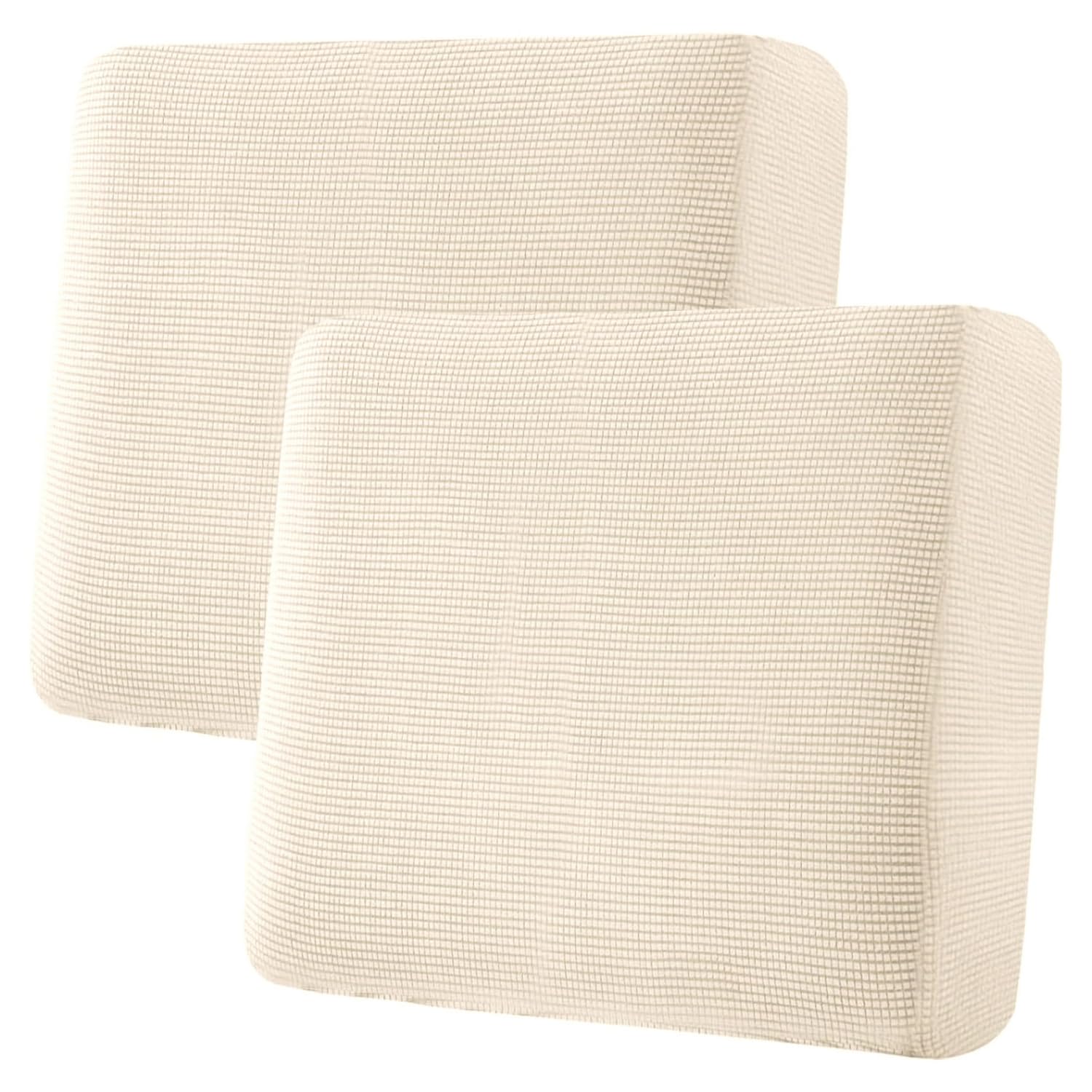 H.VERSAILTEX Super Stretch Individual Seat Cushion Covers Sofa Covers Couch Covers Slipcover Sets Thick Jacquard Textured Twill Fabric (2 Piece Large Sofa Cushion Covers, Cream)