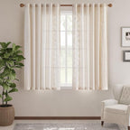 jinchan Belrose Linen Curtains for Bedroom Floral Curtains 63 Inch Length Linen Blend Ivory Embroidered Drapes Farmhouse Flower Patterned Drapes for Living Room Window Treatments Set 2 Panels