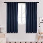 Deconovo Blackout Curtains, Thermal Insulated, W42 x L72 2 Panels, Back Tab, Machine Washable, Room-Darkening Drapes for Bedroom/Living Room Navy Blue