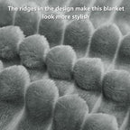 HIMEET Grey King Size Blanket for Bed, 300GSM Ribbed Fleece, 108 x 90 in