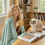 HIMEET Sage Green Throw Blanket for Couch, 300GSM Ribbed, 50 x 60 Inches