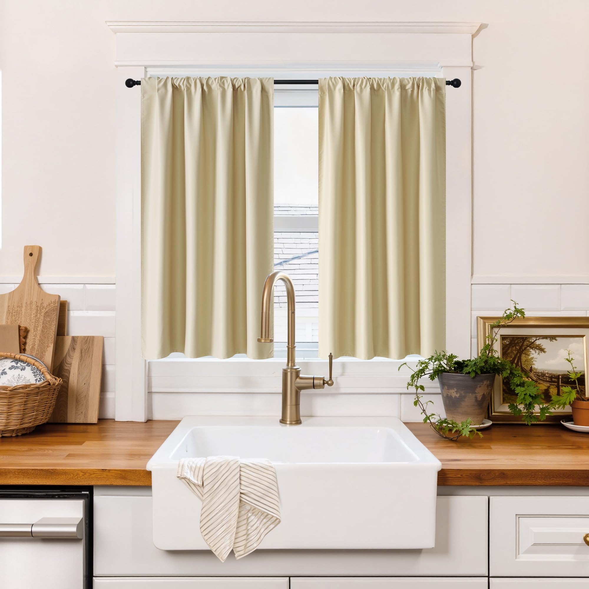 RYB HOME 100% Blackout Short Curtains for Small Window, Thermal Insulated