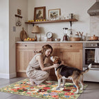 2x4 Entryway Runner Rugs, Non Slip Washable Rugs with Rubber Backing Soft Floral Carpet Runner for Kitchen, Laundry, Bedroom, Bathroom(2 x 4, Green Garden)