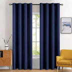MIULEE Blackout Curtains for Bedroom Living Room Thermal Insulated Room Darkening Grommet Top Solid Light Blocking Drapery Set of 2 Window Panels 52 x 72 Inches Navy Blue