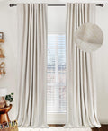 Linen Textured Total Blackout Curtains for Bedroom 108 Inches Long, Cream