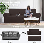 Easy-Going Stretch Oversized Chair Sofa Slipcover 1-Piece Couch Sofa Cover Furniture Protector Soft with Elastic Bottom for Kids Spandex Jacquard Fabric Small Checks Chocolate