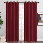 NICETOWN Christmas Burgundy Blackout Curtains Grommet - Home Decorations Thermal Insulated Solid Grommet Top Blackout Living Room Panels/Drapes for Gift (1 Pair, 55 x 86 inches, Red)