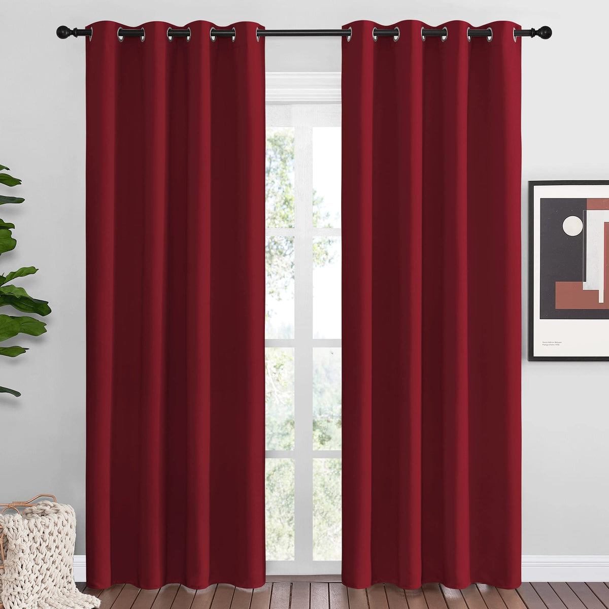 NICETOWN Black Blackout Curtains for Living Room 55" w x 86" L 2 Panels