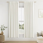 Guken Ivory 100% Blackout Linen Curtains 72 Inch Length 2 Panels Set for Living Room Bedroom Back Tab Thermal Insulated Black Out Drapes Room Darkening Farmhouse Window Curtains 72 Inches Long