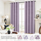 Yakamok 100% Blackout Curtains 52x84 inch Long Lilac Window Drapes-Bedroom
