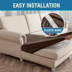 Couch Cover Velvet Chaise Cushion Cover for Sectional Sofas - Elastic L-Shaped Sofa Seat Covers Washable, Slipcover Protector (1-Piece, Coffee)