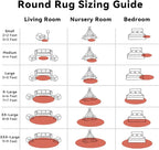 OLANLY Rust Red Round Rugs for Bedroom - Machine Washable, 9 ft Circle Area Rugs for Living Room, Soft and Fluffy Shaggy Carpet for Teen Girl and Boys, Nursery Rooms, Dorms, Home Decor Aesthetic