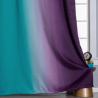 Teal and Purple Gradient Curtains 63 Inch Length 2 panels, Ombre and Wavy Line Pattern Blackout Curtains for Kids Room, Full Light Blocking Thermal Insulated Grommet Drapes for Bedroom, 52x63 Inch