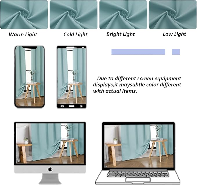 Simplebrand Ava Aqua Blackout Curtains for Bedroom 96 Inches Long 2 Panels, Solid Thermal Insulated, Energy Saving Nursery Window Treatment Curtains Blackout Drapes, W40 x L96 Inch, Aqua