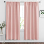 RYB HOME Blackout Curtains for Bedroom Living Room 63 inches Long, Thermal Insulated Privacy Rod Pocket Drapes for Nursery Office Home Theater, Width 42 by Length 63, Peach Blush, 2 Panels