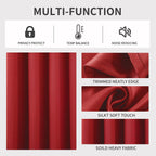 Joydeco Blackout Curtains 72 inches Long 2 Panels Set, Thermal Insulated Long Curtains & Drapes 2 Burg, Room Darkening Grommet Drapes for Bedroom Living Room Windows (W42 x L72 Inch, Red)