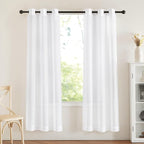 NICETOWN White Sheer Curtains 72 inches Long - Grommet Light Filtering Window Treatments Airy & Breathable Drapes Elegant Solid Drapes for Bedroom/Living Room, W42 x L72, 2 Panels