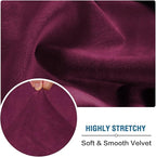 H.VERSAILTEX Velvet Stretch Couch Cushion Cover Plush Cushion Slipcover for Chair Loveseat Sofa Cushion Furniture Protector Seat Cushion Sofa Cover (2 Piece Medium Sofa Cushion Covers, Burgundy)