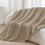 BEDELITE Fleece Throw Blanket for Couch - 300GSM Soft & Warm Fluffy Linen Blanket, Decorative and Giftable Striped Blankets for Women, Men, 50"x60"