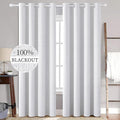 MIULEE 100% Blackout Linen Curtains for Bedroom 52x108 Inches Grayish White
