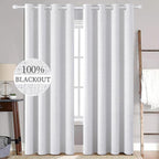 MIULEE 100% Blackout Linen Curtains for Bedroom 52x108 Inches Grayish White