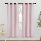 NICETOWN Blush Pink Linen Curtains for Kitchen, Thick Flax Small Window Treatments Semi Sheer Privacy Assured with Light Through for Cafe/Bathroom, W42 x L72, 2 Panels
