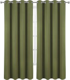 LEMOMO Olive Green Blackout Curtains/52 x 84 Inch Long/Set of 2 Curtain Panels/Thermal Insulated Room Darkening Curtains for Bedroom