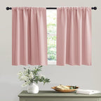 RYB HOME Short Peach Pink Blackout Curtains for Small Bedroom Window, Insulating UV Blocking Drapes for Kitchen Cafe Basement, Privacy Tiers for Bathroom Window, Width 42 by Length 36, Set of 2