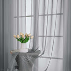 OWENIE Grey Sheer Curtain 90 Inches Long 2 Panels Set, Solid Filmy Drapes for Living Room Bedroom, Elegant Window Voile Sheer Curtain Panels Drapes, 2 Pcs, Each 59" Wx90 L Inch
