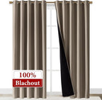 NICETOWN Total Shade Curtains and Draperies, Heavy-Duty Full Light Shading Drapes with Black Liner Backing for Villa/Hall/Dorm Window（Taupe, Package of 2 Panels, 70 inches Wide x 95 inches Long