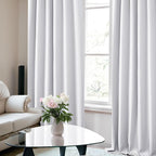 Deconovo Blackout Curtains, Thermal Insulated, W52 x L63 2 Panels, Back Tab, Machine Washable, Room-Darkening Drapes for Bedroom/Living Room Star White