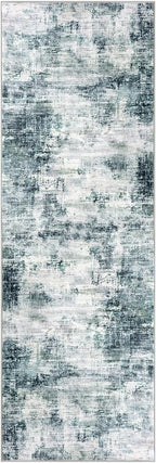 IOHOUZE Abstract Runner Rug 2x6 Ft Washable Runners for Hallways, Non Slip Kitchen Runner Printed Faux Wool Entryway Runner Indoor, Modern Abstract Floor Carpet for Hall Kitchen Bedroom, Sage Grey