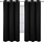 LEMOMO Black Thermal Blackout Curtains/42 x 72 Inch/Set of 2 Panels Room Darkening Curtains for Bedroom