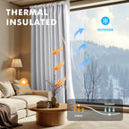 MIULEE 100% Blackout Linen Curtains 42 x 84 Inch Grayish White 2 Panels