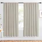 NICETOWN 2 Panels Blackout Curtains, Rod Pocket Window Curtains Room Darkning Drapes for Bedroom/Living Room, Thermal Insulated Solid Draperies for Home Office/Study, 62 by 72-Inch, Natural