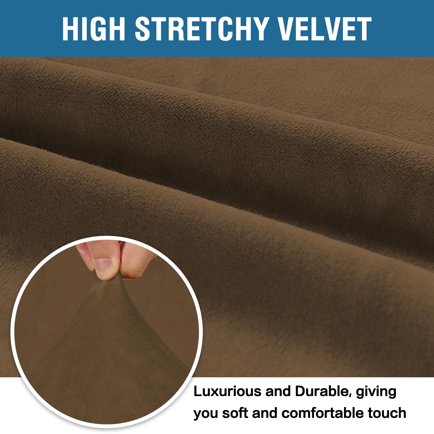 H.VERSAILTEX Stretch Velvet Sofa Covers for 3 Cushion Couch Covers Furniture Protector Soft with Non Slip Elastic Bottom, Crafted from Thick Comfy Rich Velour (Large Sofa 90"-97", Bronze Brown)
