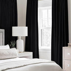 MIULEE Linen Texture 90 Inches Curtains for Bedroom 100% Blackout Thermal Insulated Halloween Black Curtains Grommet Room Darkening Drapes for Living Room Nursery 52x90 Inch (2 Panels)