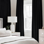 MIULEE 100% Blackout Linen Curtains for Bedroom 52x84 Inches Black