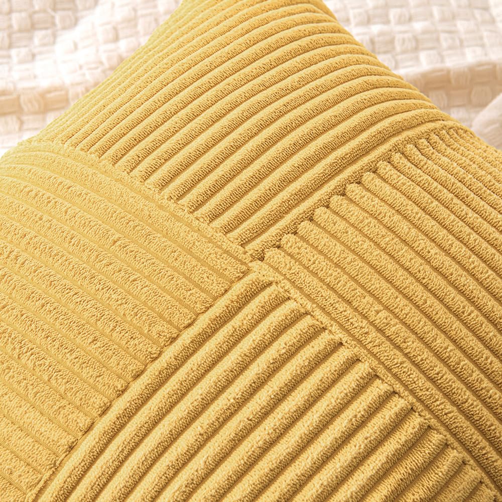 MIULEE Golden Mustard Decorative Throw Pillow Covers for Couch 20x20 Inch
