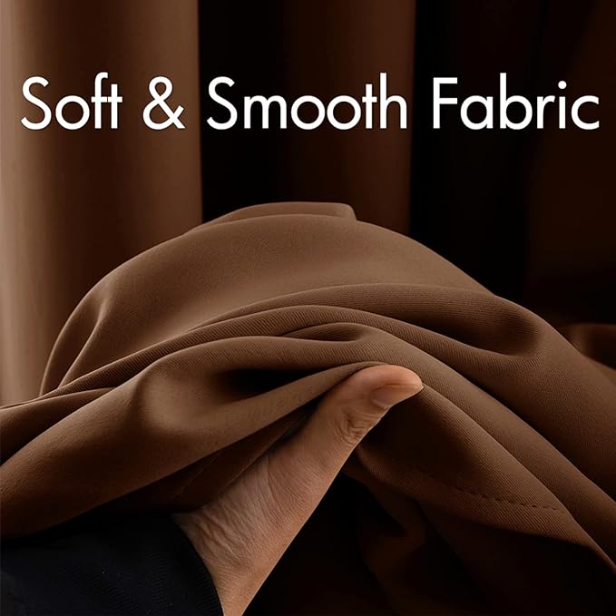 MIULEE Blackout Curtains for Bedroom Living Room Thermal Insulated Room Darkening Mocha Grommet Top Solid Light Blocking Drapery Set of 2 Window Panels 42 x 63 Inches, Cappuccino Brown