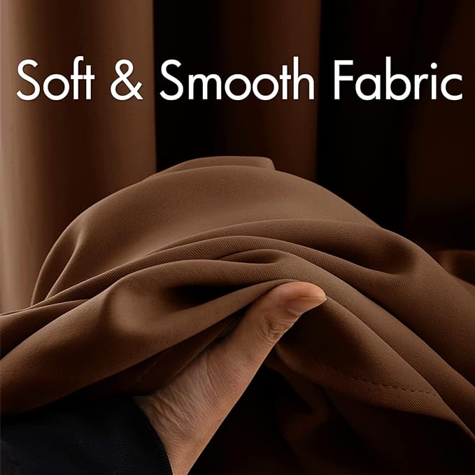 MIULEE 90" Long Blackout Curtains for Bedroom Living Room Thermal Insulated Room Darkening Mocha Grommet Top Solid Light Blocking Drapery Set of 2 Window Panels, Cappuccino Brown