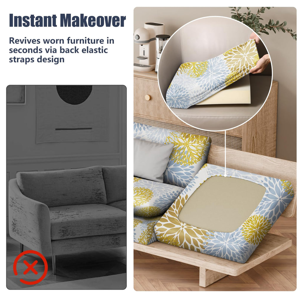 8Pcs Outdoor Cushion Covers, Stretch Patio Furniture Couch Chair Slipcovers